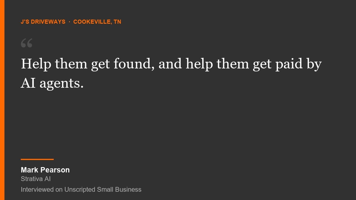 Quote card: Mark Pearson on helping small businesses get found and get paid by AI agents